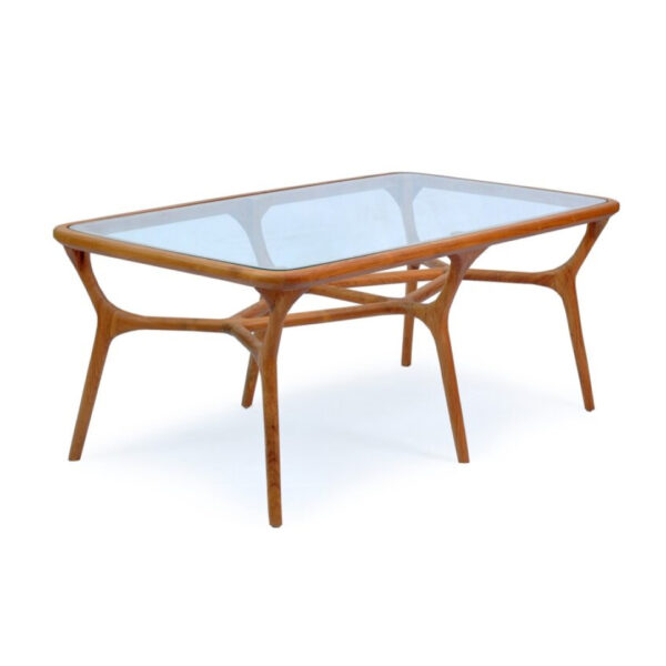 Bruco Teak Wood Coffee Table With Glass