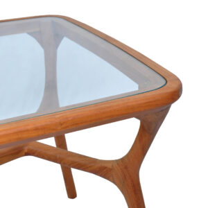 Bruco Teak Wood Coffee Table With Glass