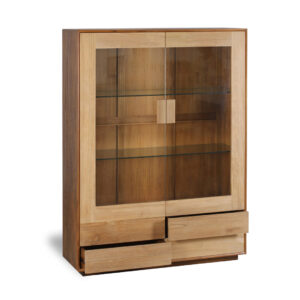 Milano Teak Wood Glass Cabinet Display